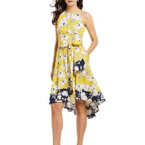 Eliza J Yellow Blue Floral Dress
